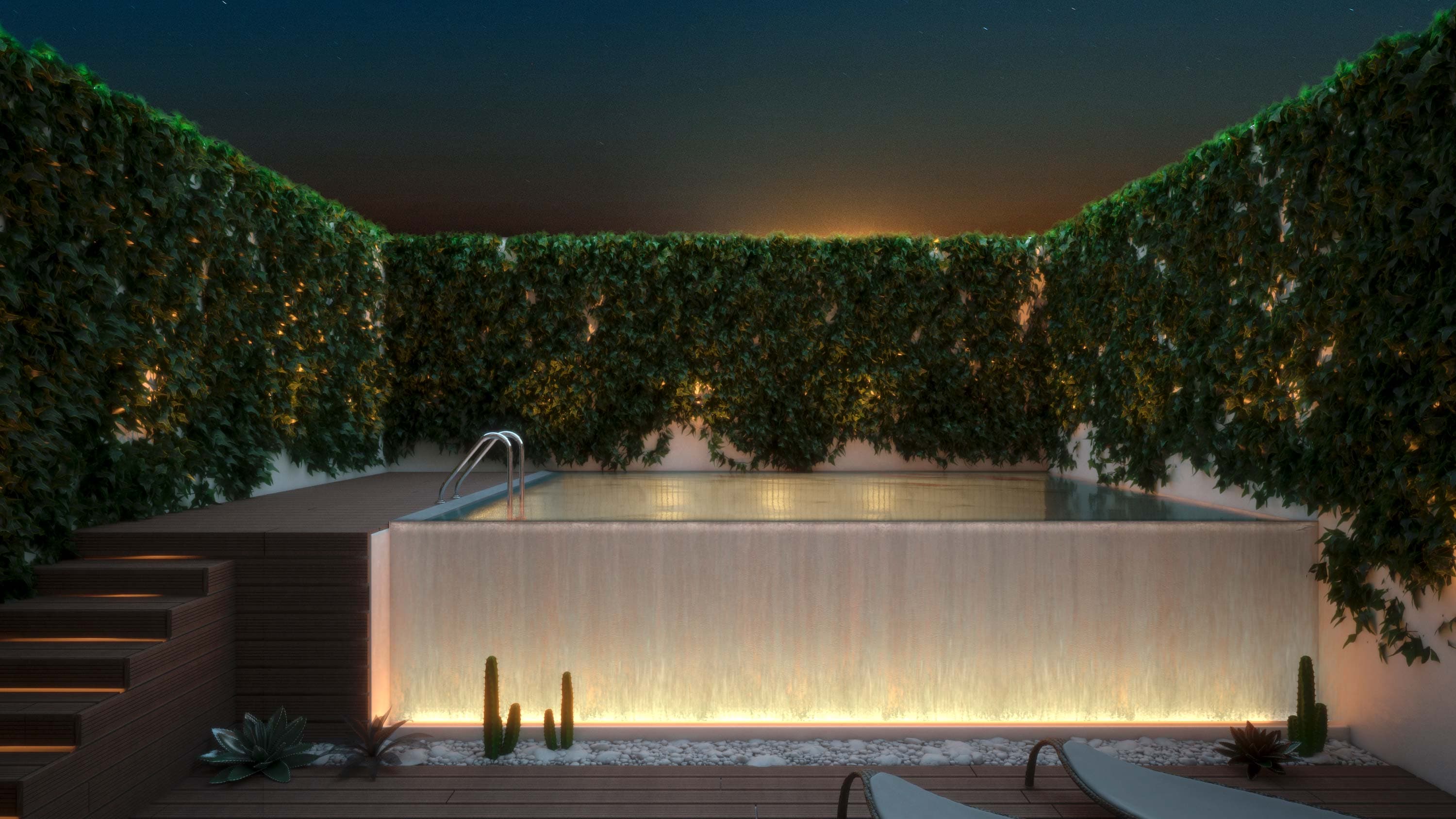 Zen entryway with water feature — Sonia Korn luxury home